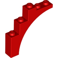Lego kostka (kostička) 1x5x4 oblouk, červená (233921, 4185798, 4519935, 4629997, 6075068)